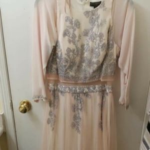 Faded pink with silver accents, prom dress